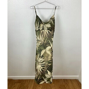 Pretty Good Fairy Babydoll Dress Size M Tropical Jungle Palm Leaf Beach Y2K